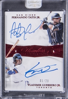 2019 Flawless Dual Signatures #FDS-GT Fernando Tatis Jr./Vladimir Guerrero Jr. Dual Signed Card (#01/20) - Panini Encased